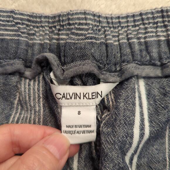 Calvin Klein Cropped Wide Leg Linen Pants, EUC, 8 - Picture 4 of 5